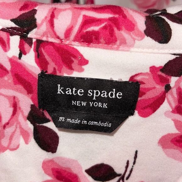Kate Spade New York Black Label Pink Floral Pajama Set Size Medium - Picture 4 of 6